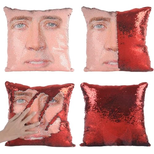 LydeLog Sequin Nicolas Cage Pillow Cover