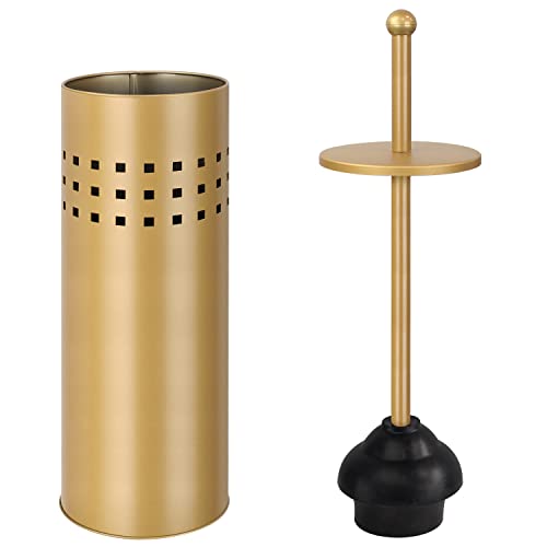 Blue Donuts Gold Toilet Plunger with Holder
