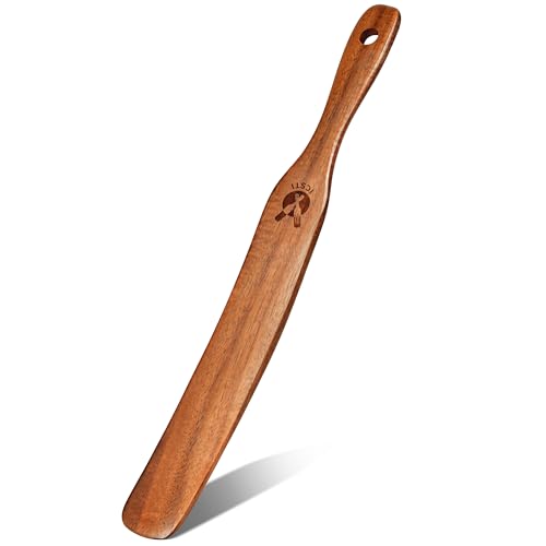 Skinny Spurtle for Sourdough Starter, Mixing, Reaching Bottom of Jar, Dough Whisk, Natural from High Moist Resistance Teak, Spurtles Kitchen Tools Wooden Kitchen Utensils for NonStick Cookware